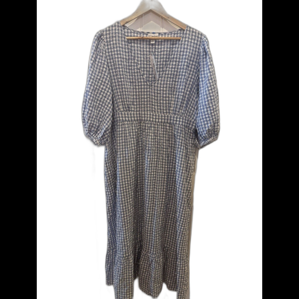 THE DROP  Blue Gingham Check Dress SIZE XXL